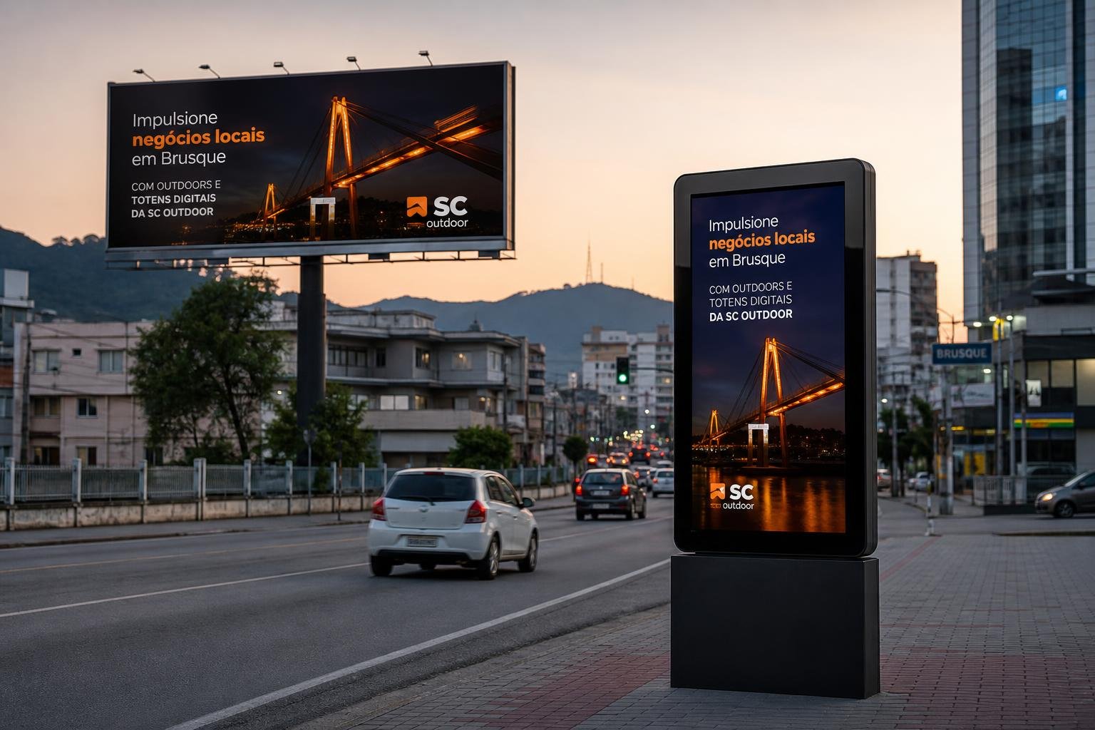 IMPULSIONE NEGÓCIOS LOCAIS EM BRUSQUE COM OUTDOORS E TOTENS DIGITAIS DA SC OUTDOOR