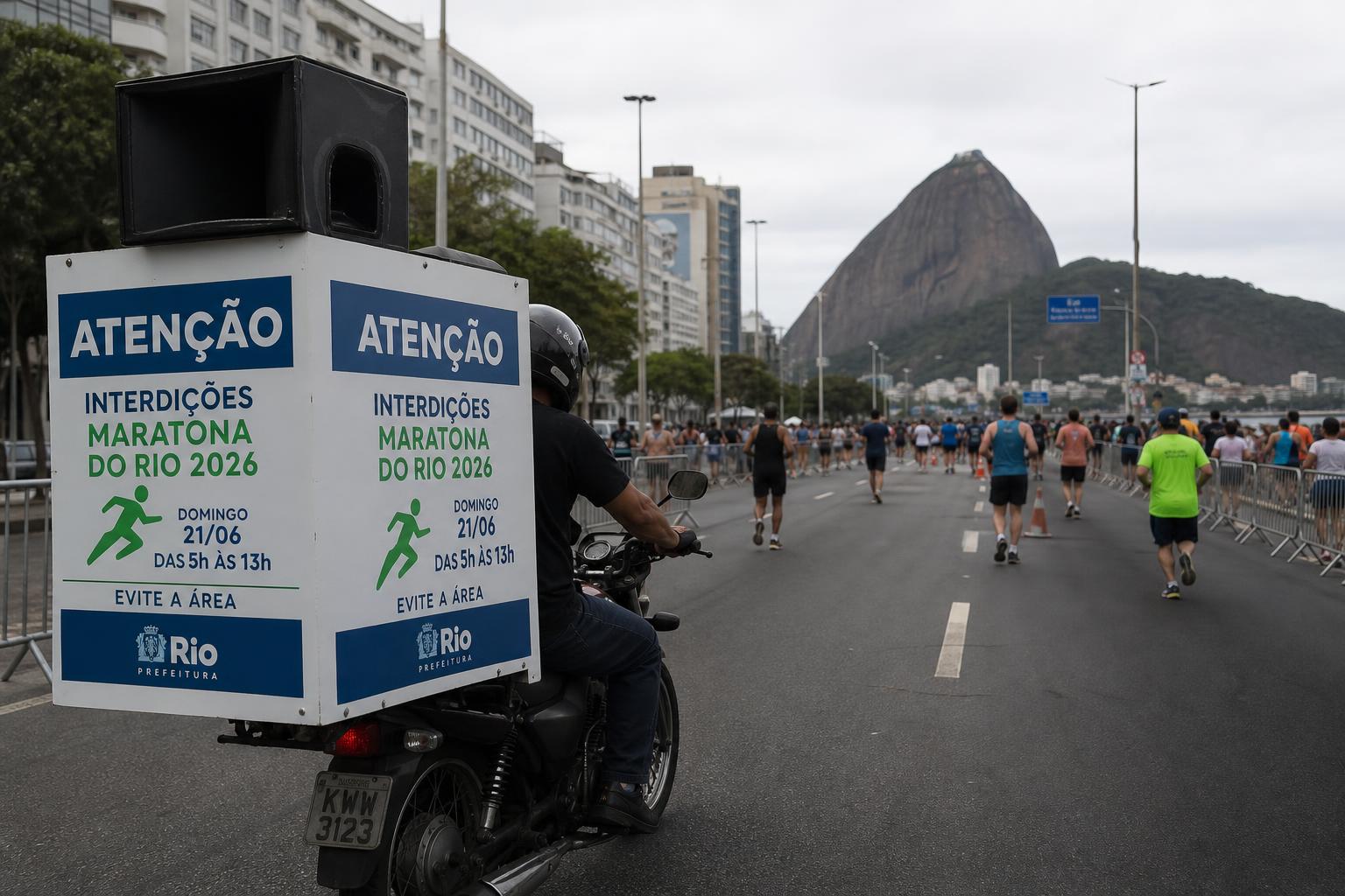 MOTO DE SOM NAS INTERDIÇÕES DA MARATONA DO RIO 2026: ALAVANCANDO NEGÓCIOS NA ORLA DA ZONA SUL