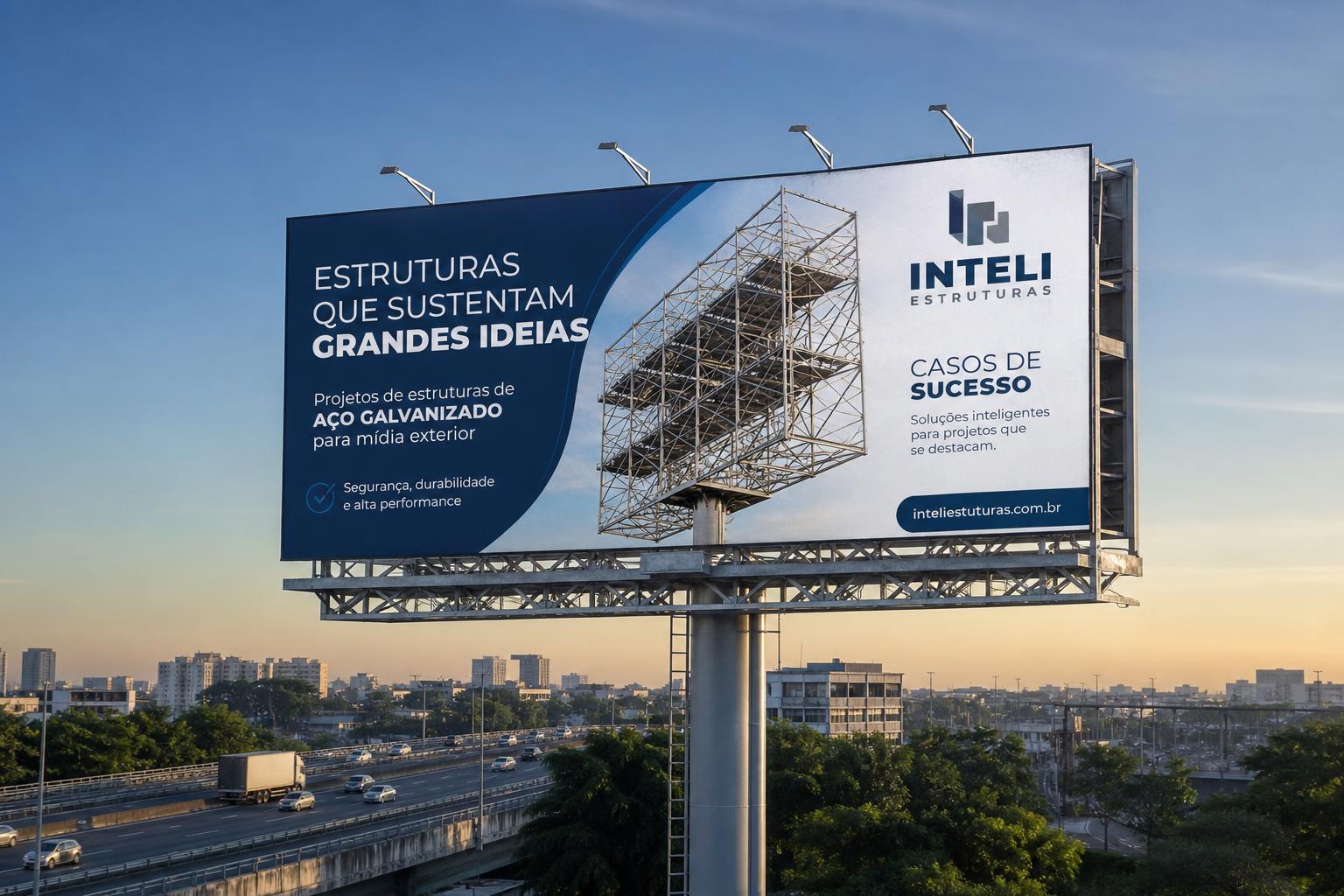 PROJETOS DE ESTRUTURAS DE AÇO GALVANIZADO PARA MÍDIA EXTERIOR: CASOS DE SUCESSO INTELI ESTRUTURAS