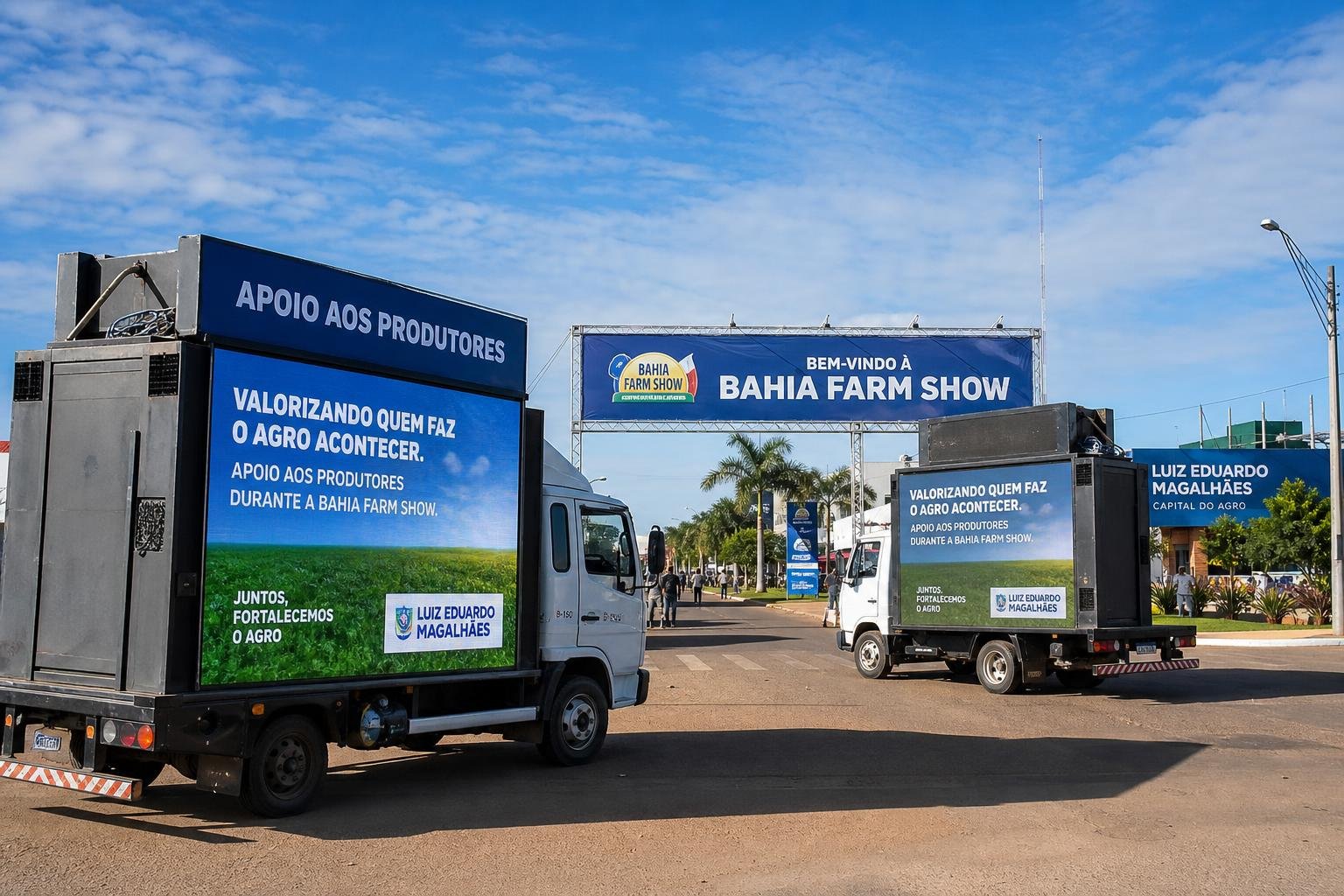 UTILIZE CAMINHÕES DE SOM EM LUIZ EDUARDO MAGALHÃOES PARA APAIAR PRODUTORES DURANTE A BAHIA FARM SHOW